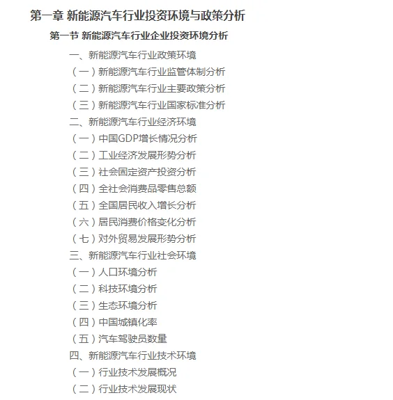 中国新能源汽车行业企业项目投资分析报告