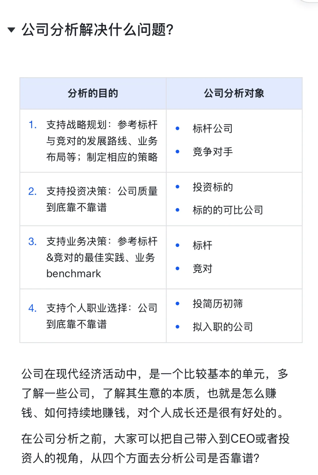 如何分析1家公司？
