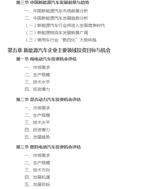中国新能源汽车行业企业项目投资分析报告