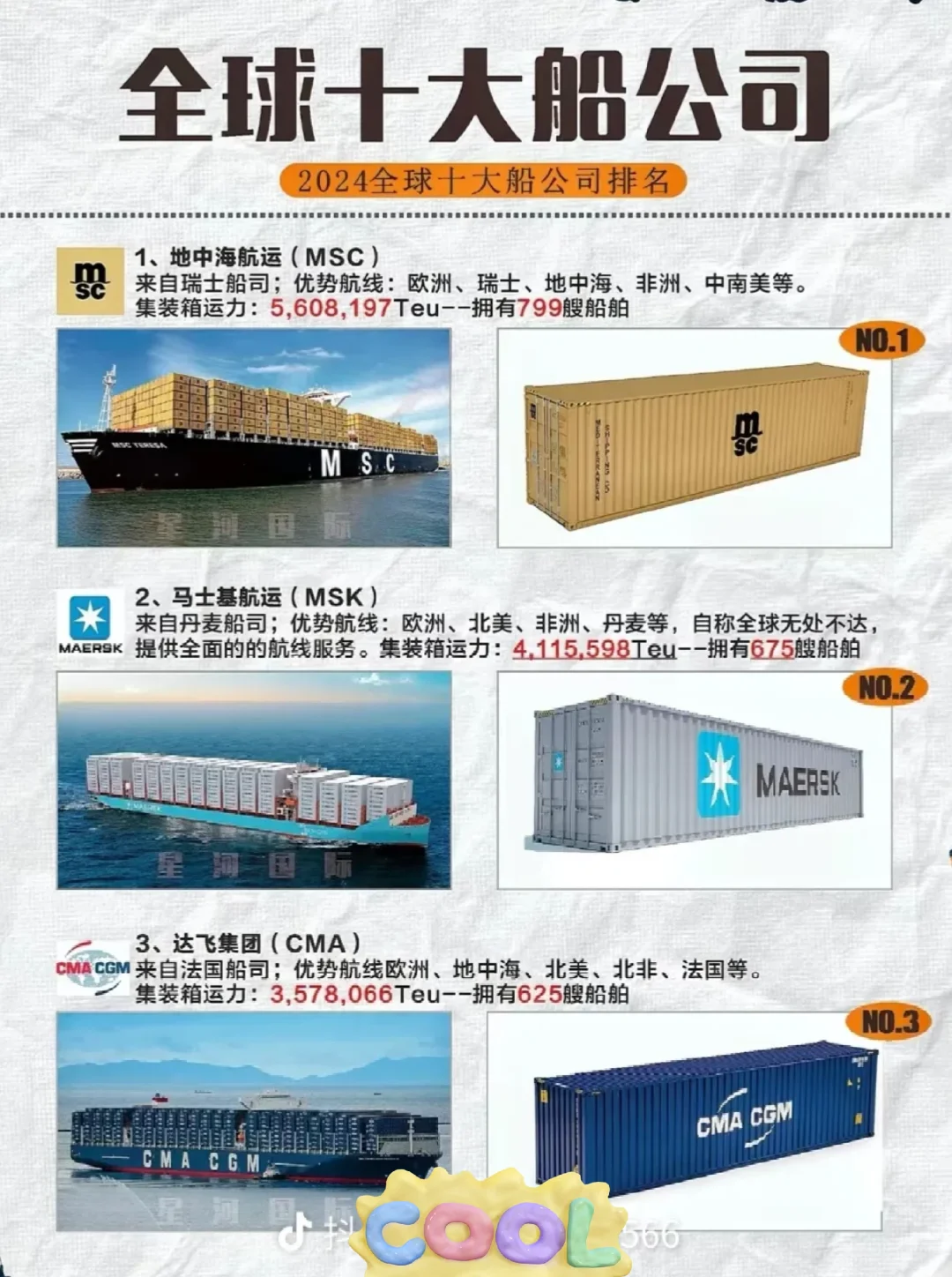 2024全球十大集装箱船东排名