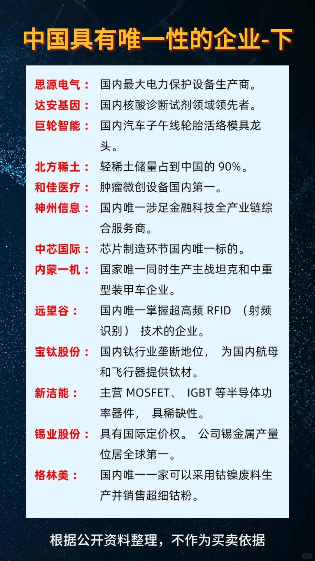 中国具有唯一性的企业（下）