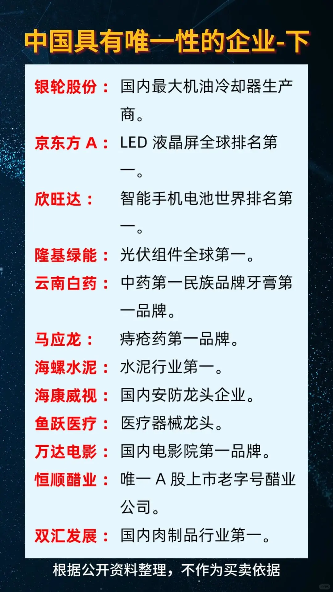 中国具有唯一性的企业（下）