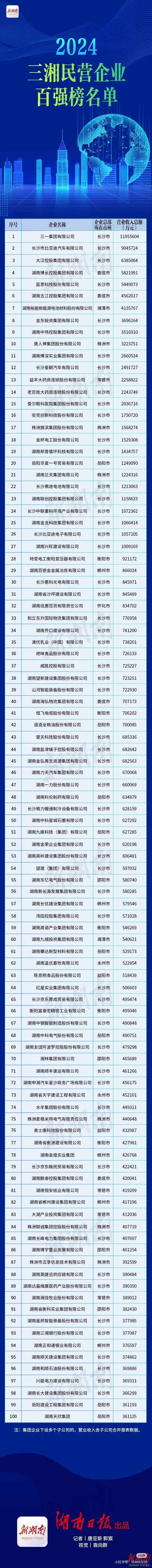 湖南省百强企业名单