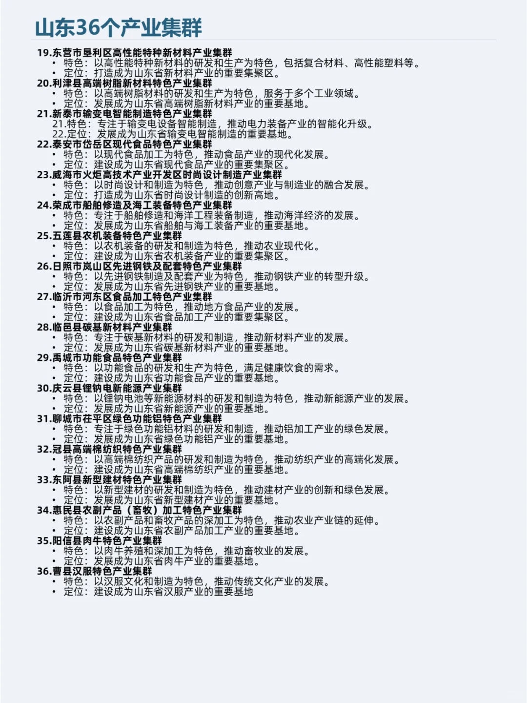 中国产业集群版图——008山东36个产业集群
