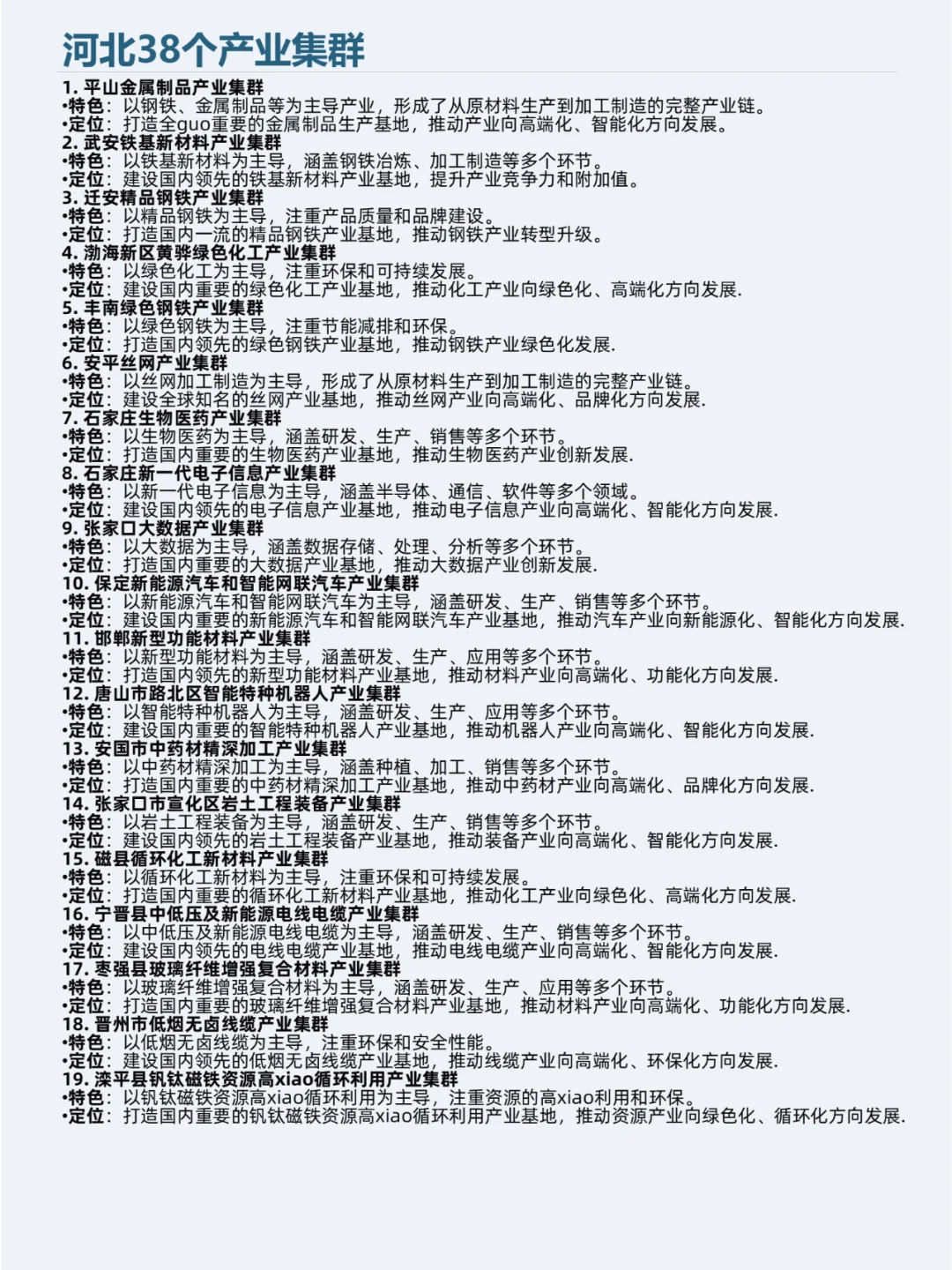 中国产业集群版图——017河北38个产业集群