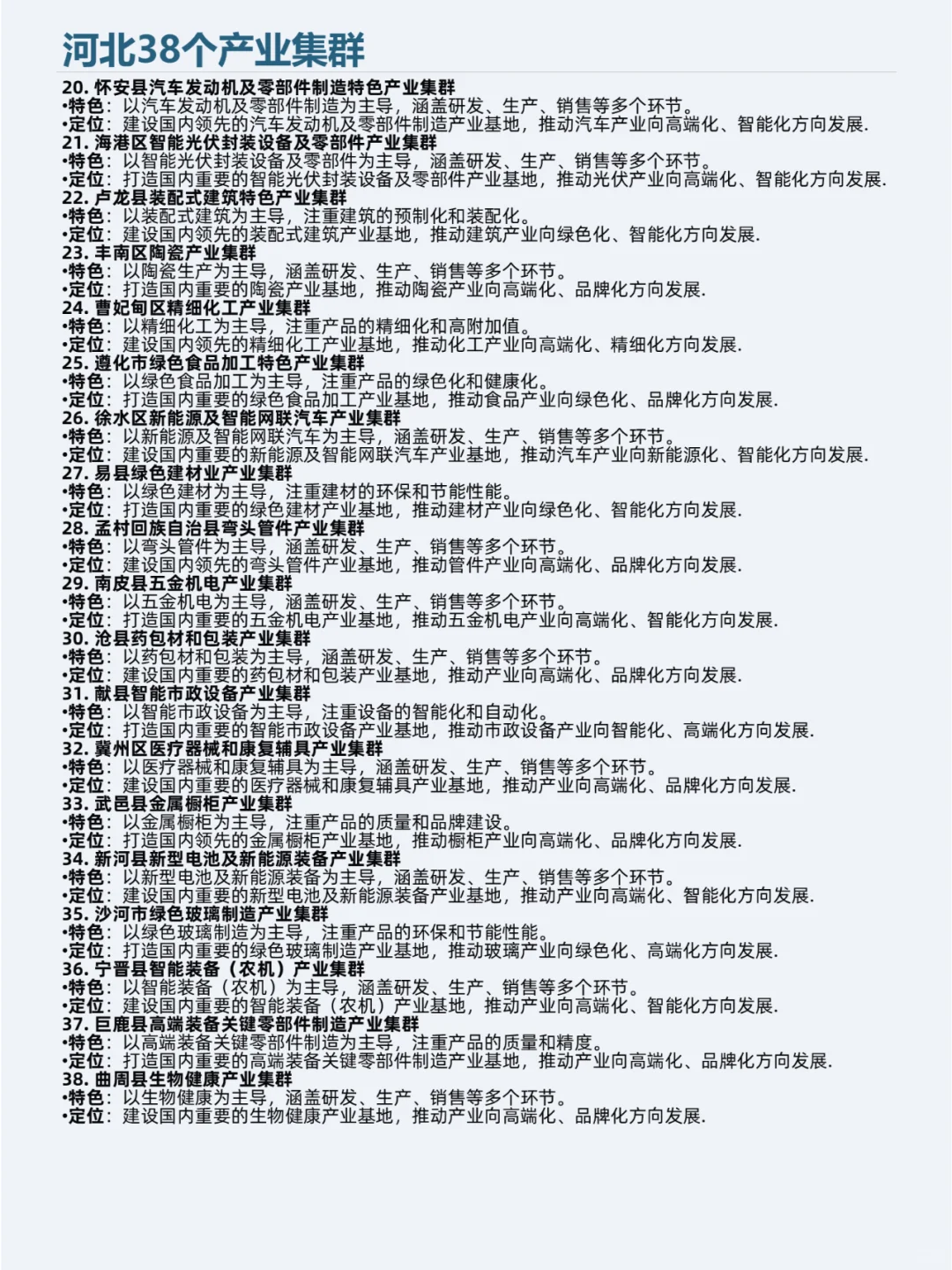中国产业集群版图——017河北38个产业集群