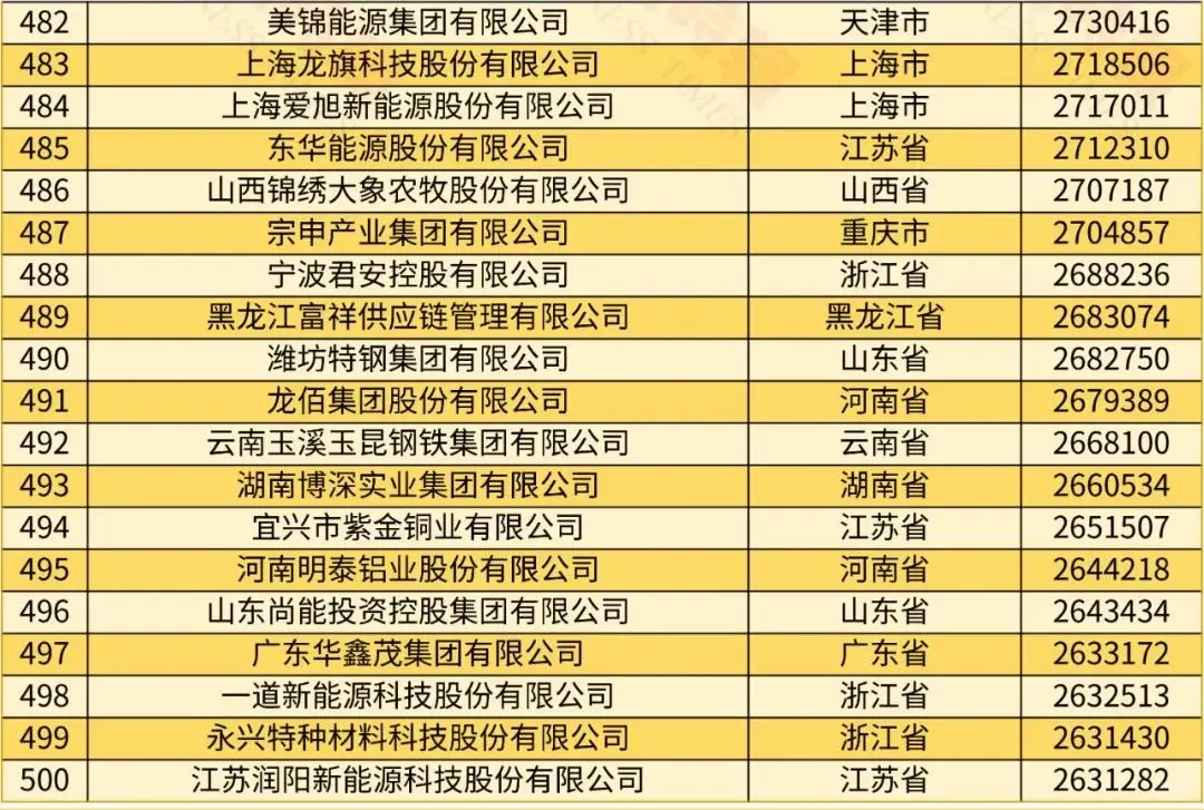 2024中国民营企业500强