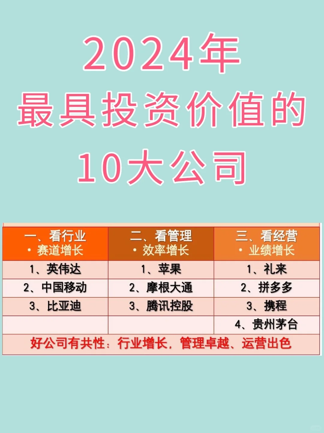 2024年最具投资价值的10大公司
