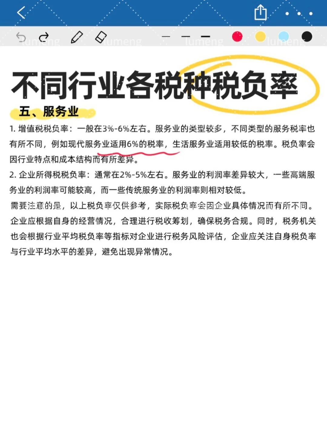 不同行业税负率