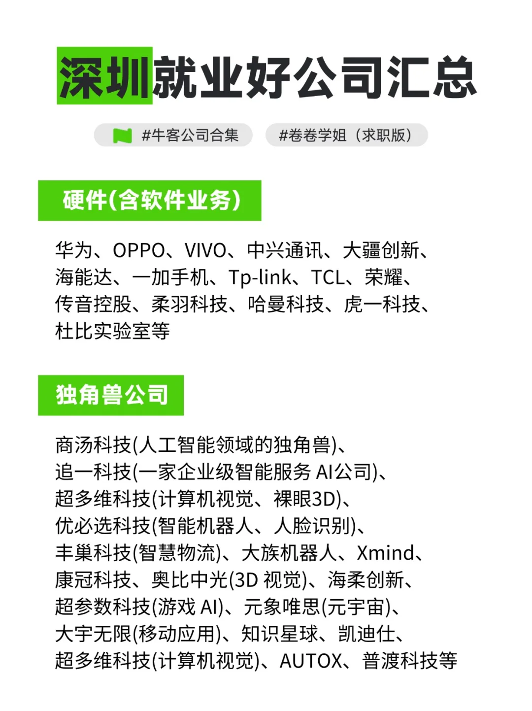 深圳求职就业好公司汇总！