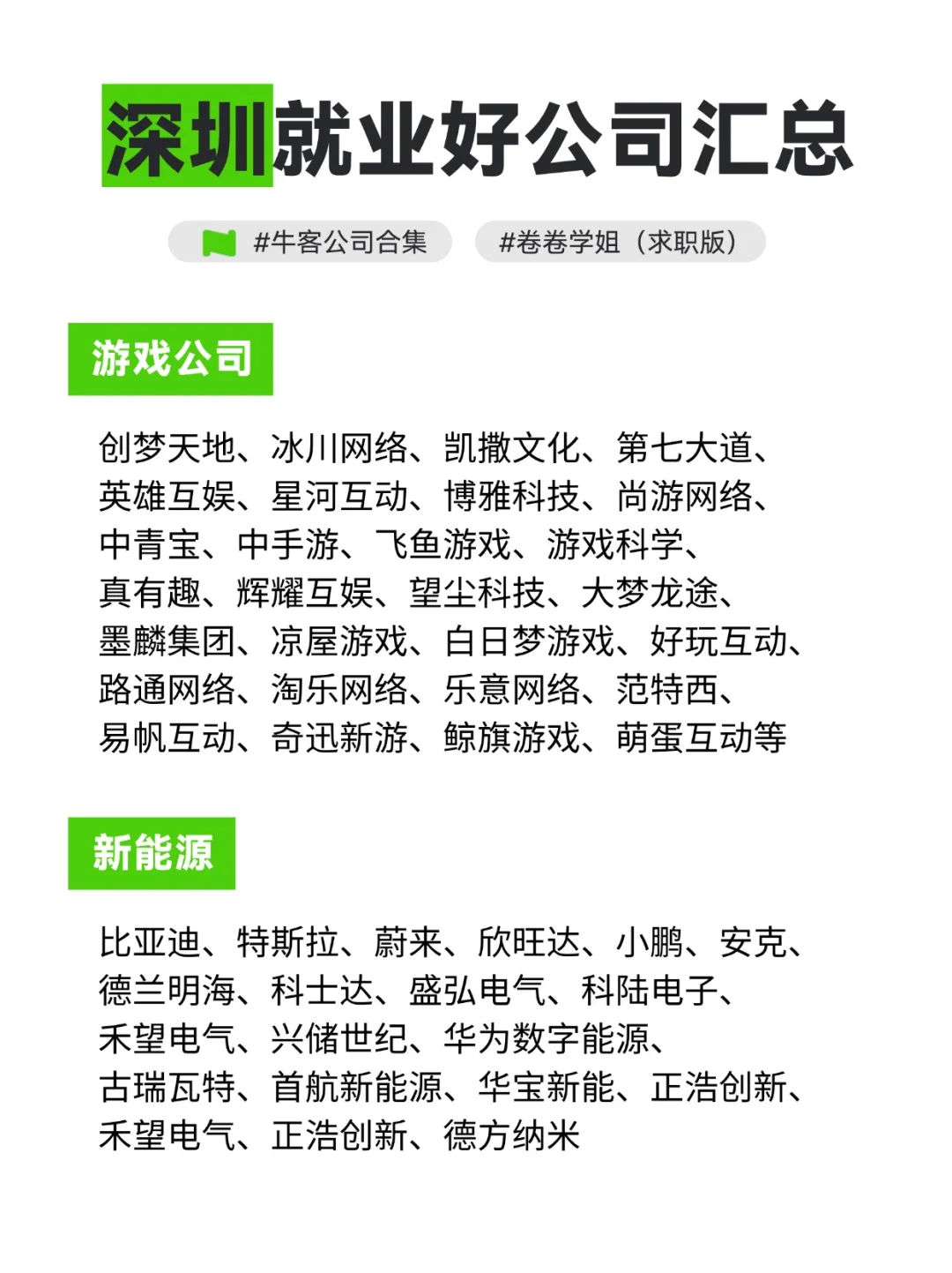 深圳求职就业好公司汇总！