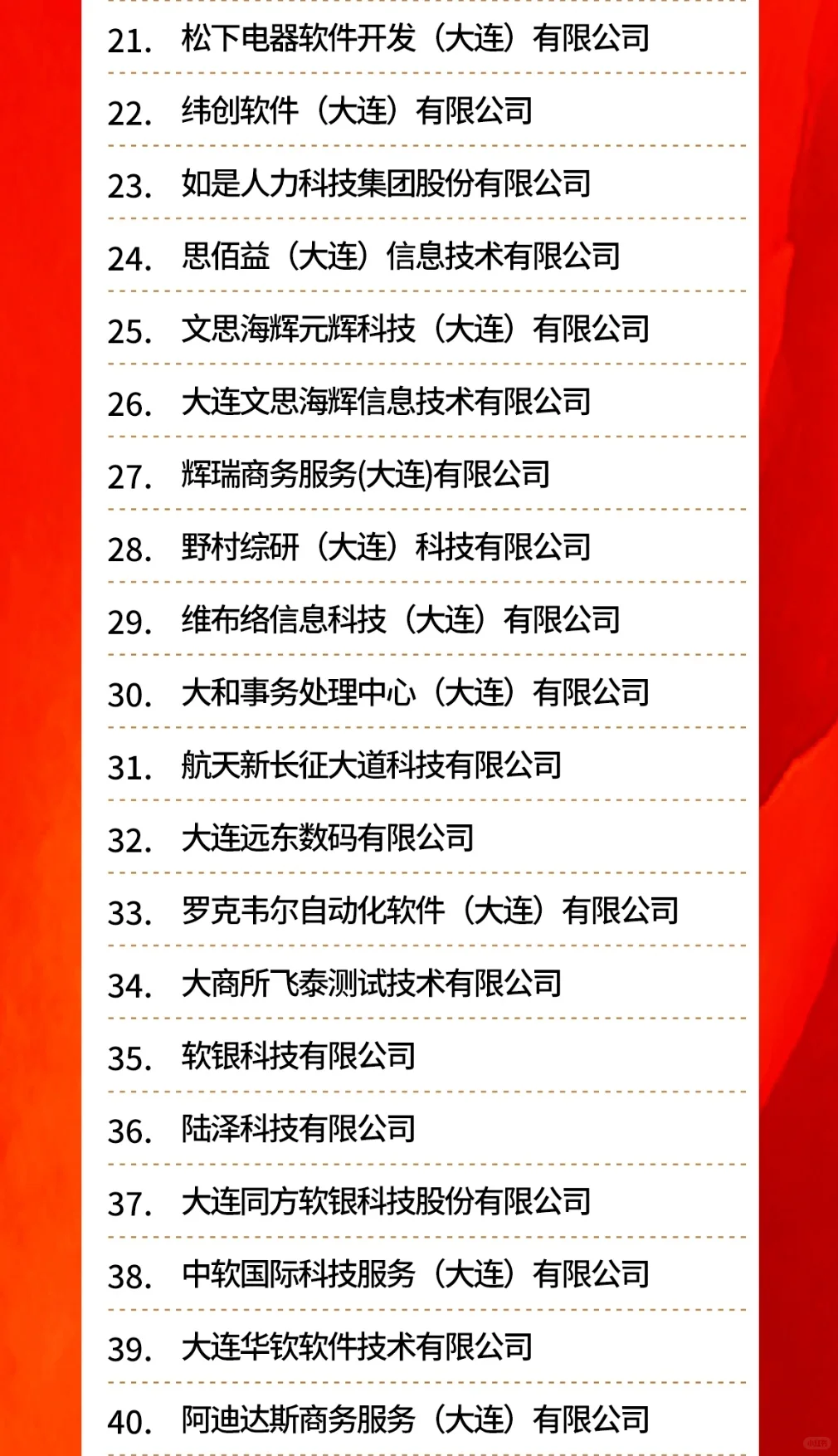 大连软件企业100强 2024年