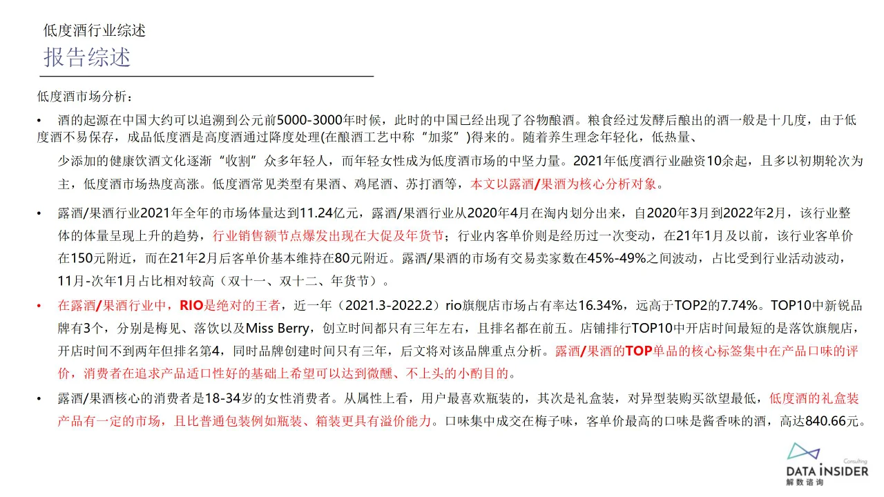 行业报告 | 低度酒市场探秘