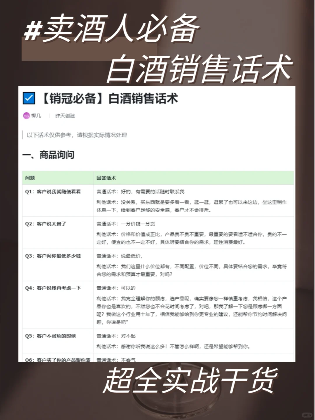 白酒销售话术大全?拯救卖酒人er‼️