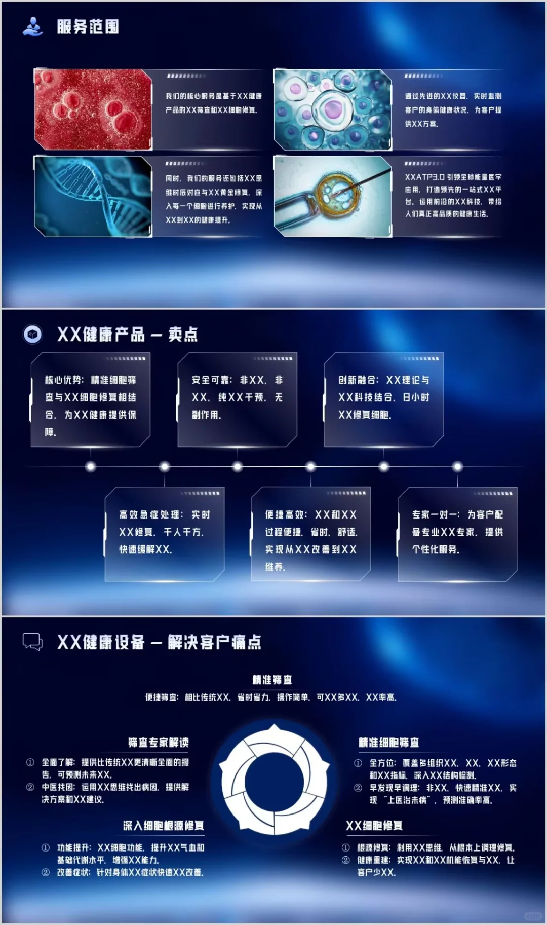 蓝色科技风大健康行业企业简介ppt设计