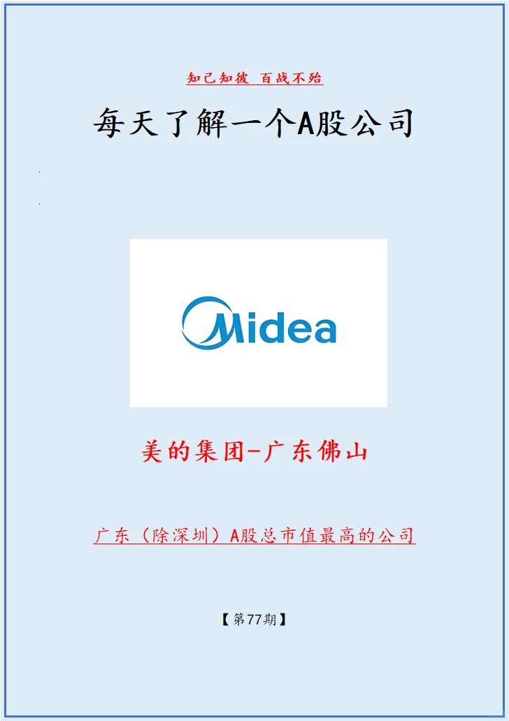 各省市值最高的上市公司：广东-美的集团