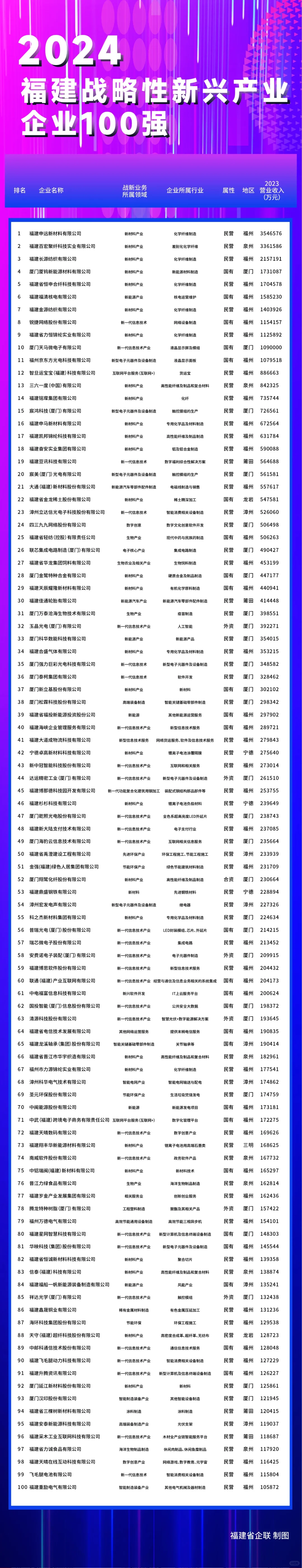 2024福建企业100强