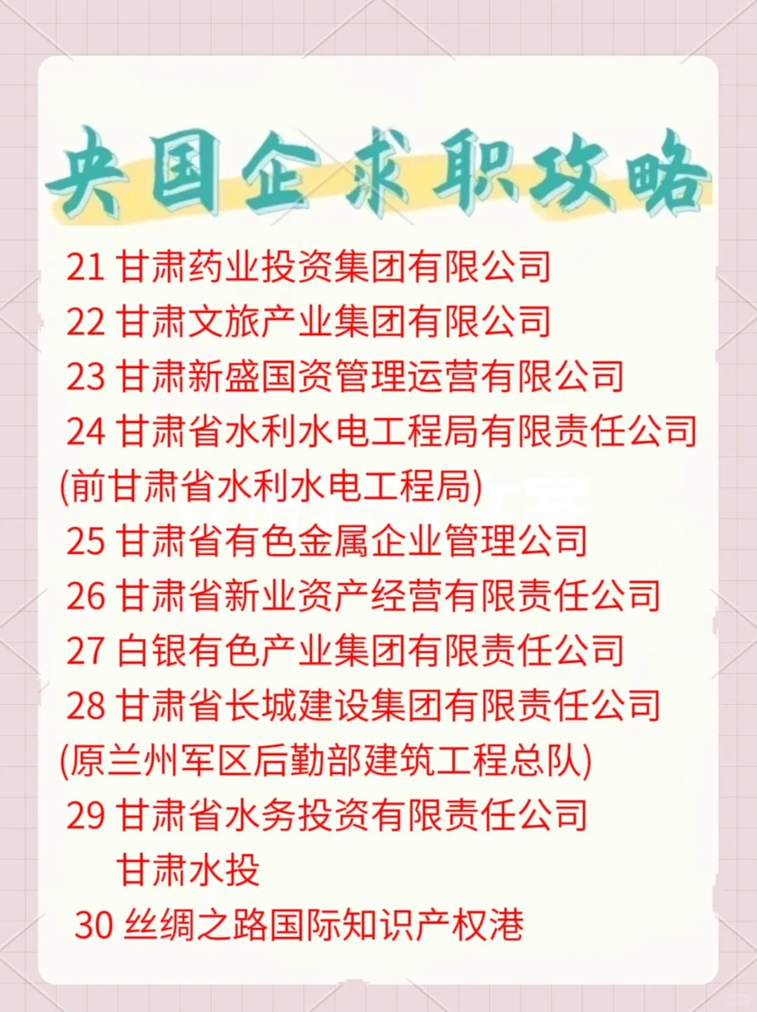 终于整理好甘肃省国企名单，一起来看看吧