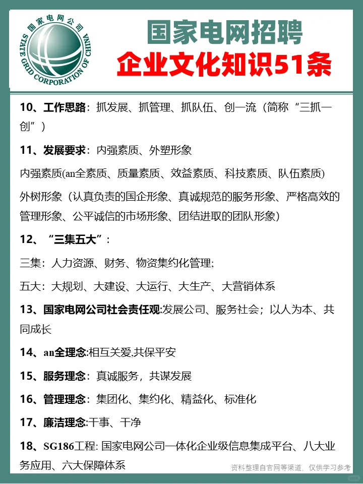 国家电网企业文化知识51条?