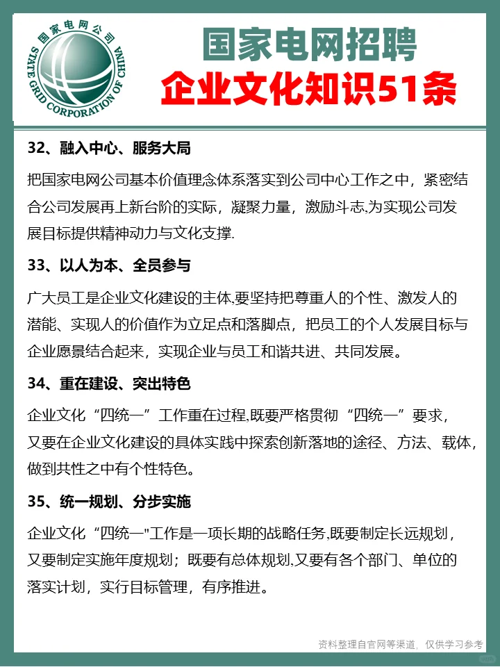 国家电网企业文化知识51条?