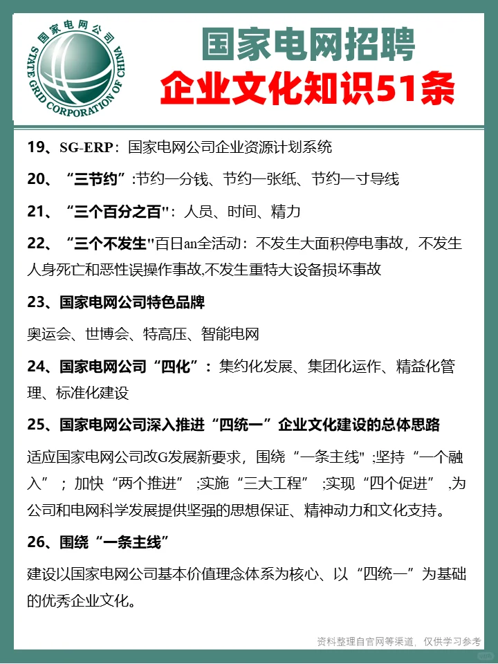 国家电网企业文化知识51条?