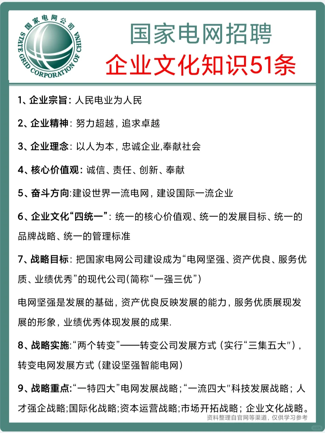 国家电网企业文化知识51条?