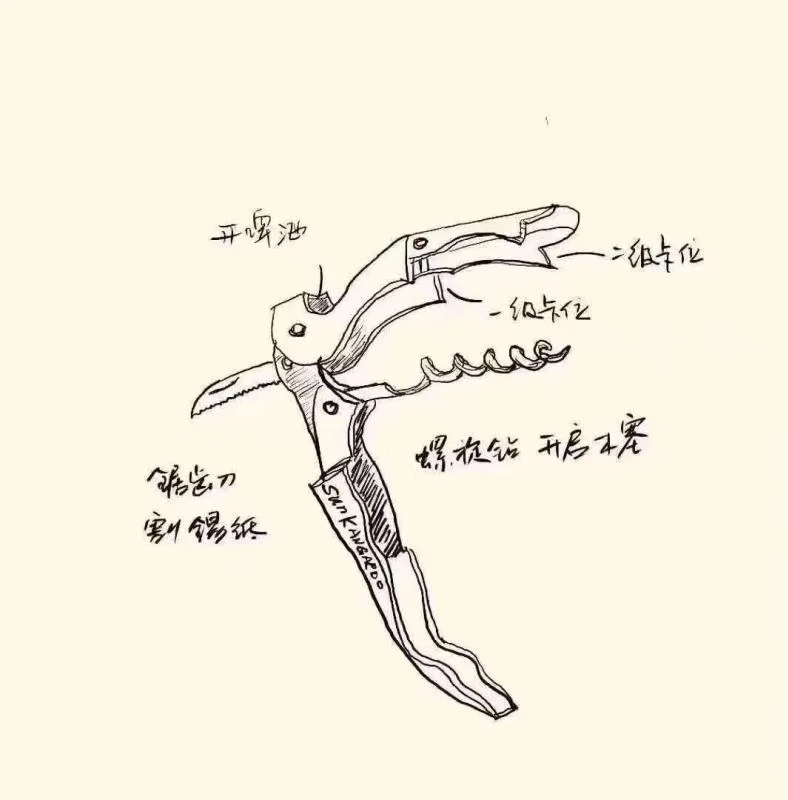 如何使用海马刀打开葡萄酒