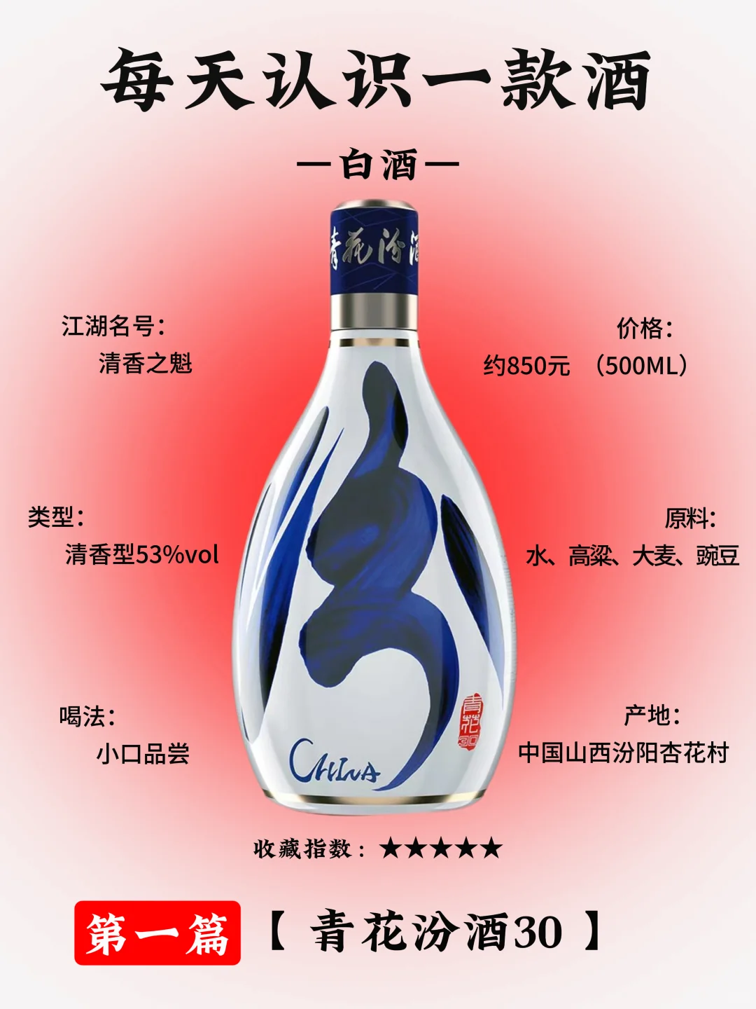 每天认识一款酒｜青花30清香白酒的巅峰之作
