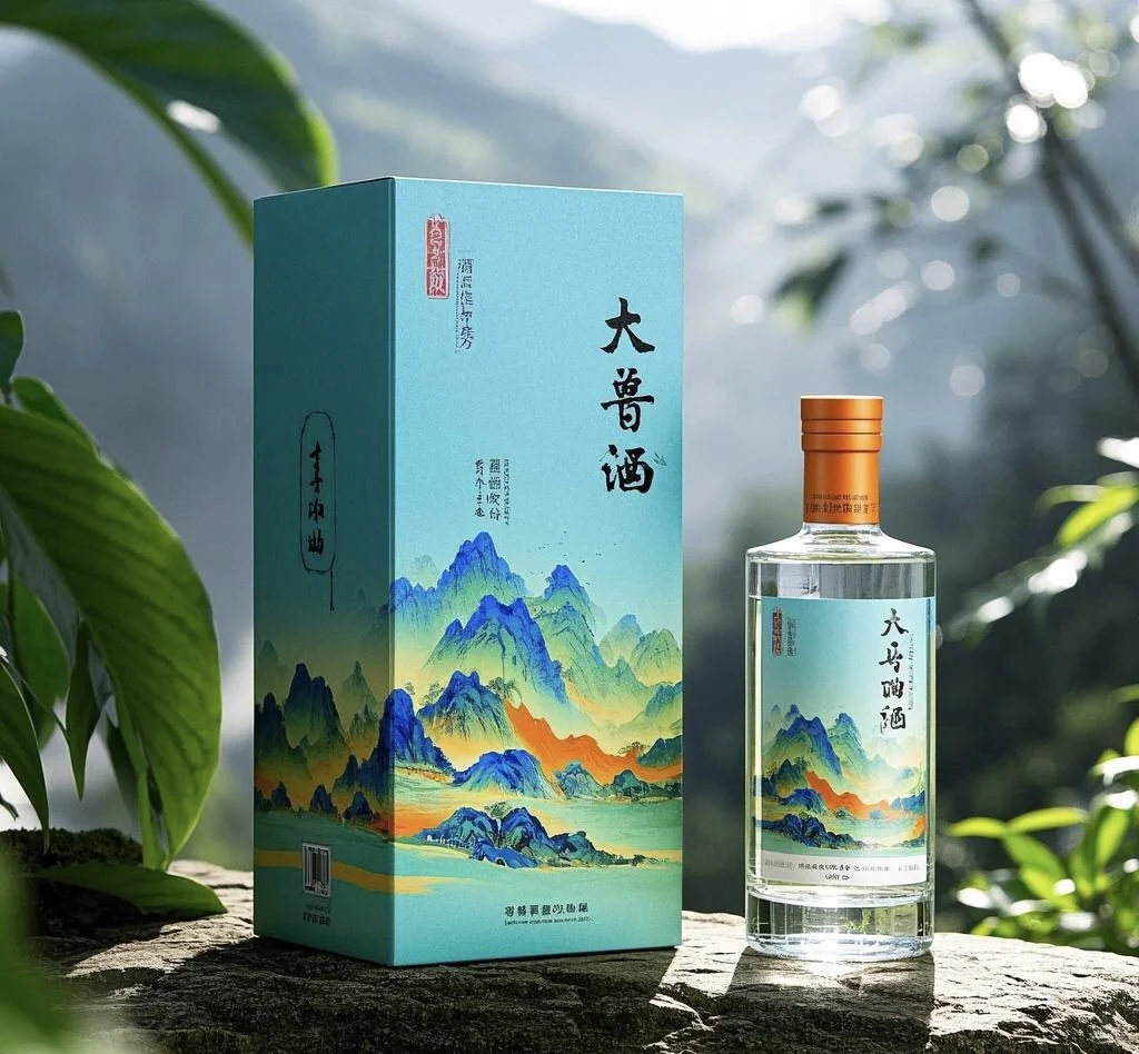 山水简约白酒包装设计