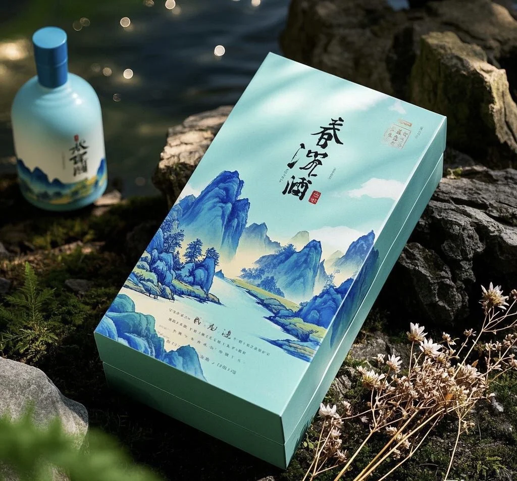 山水简约白酒包装设计