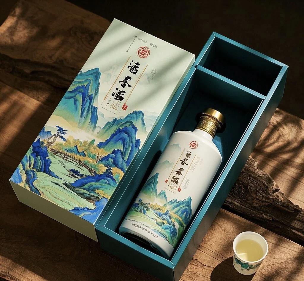 山水简约白酒包装设计