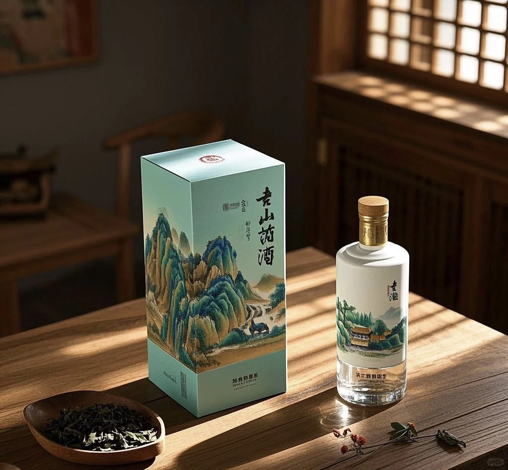山水简约白酒包装设计