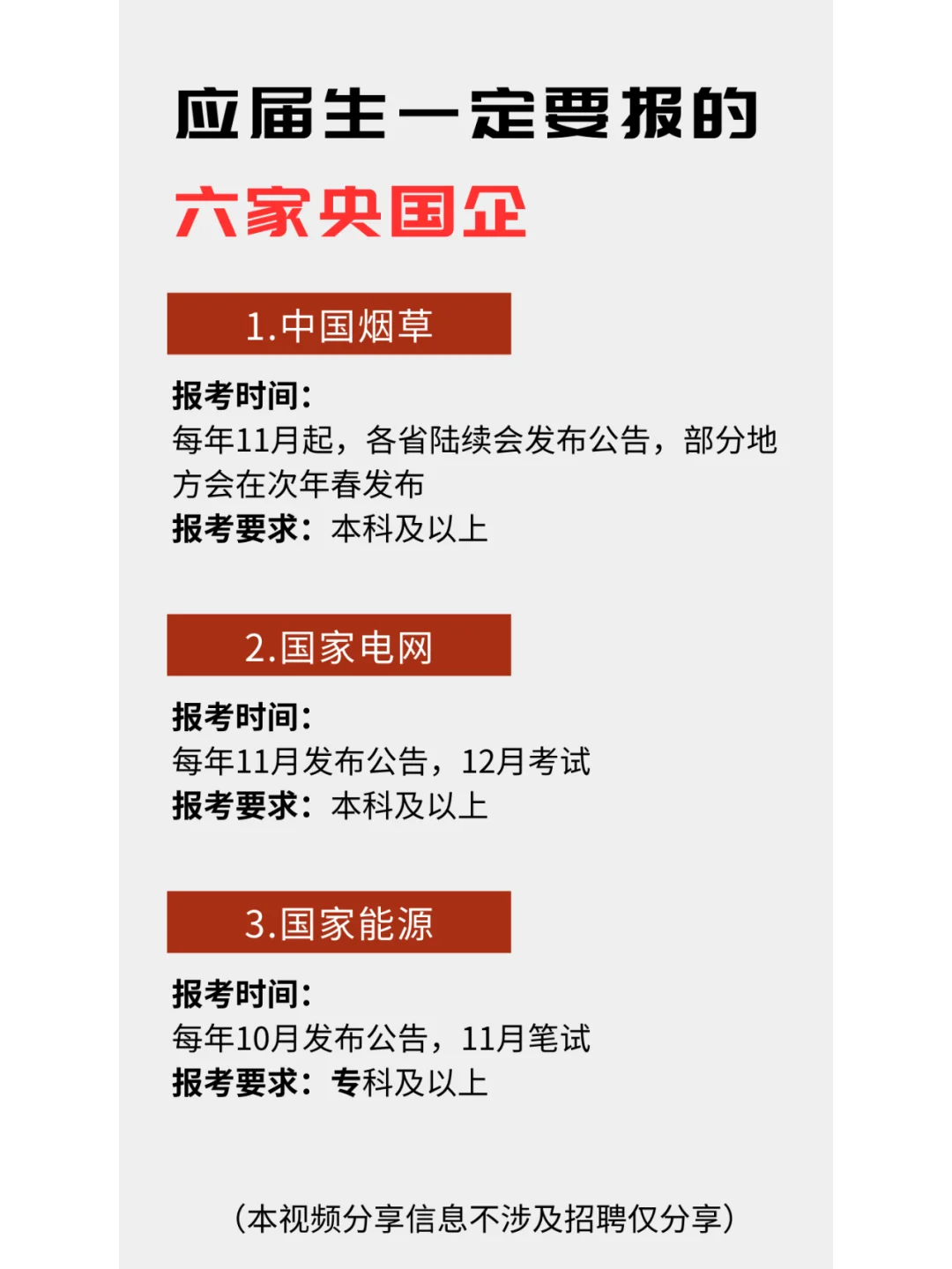 应届生一定要报的六家央国企