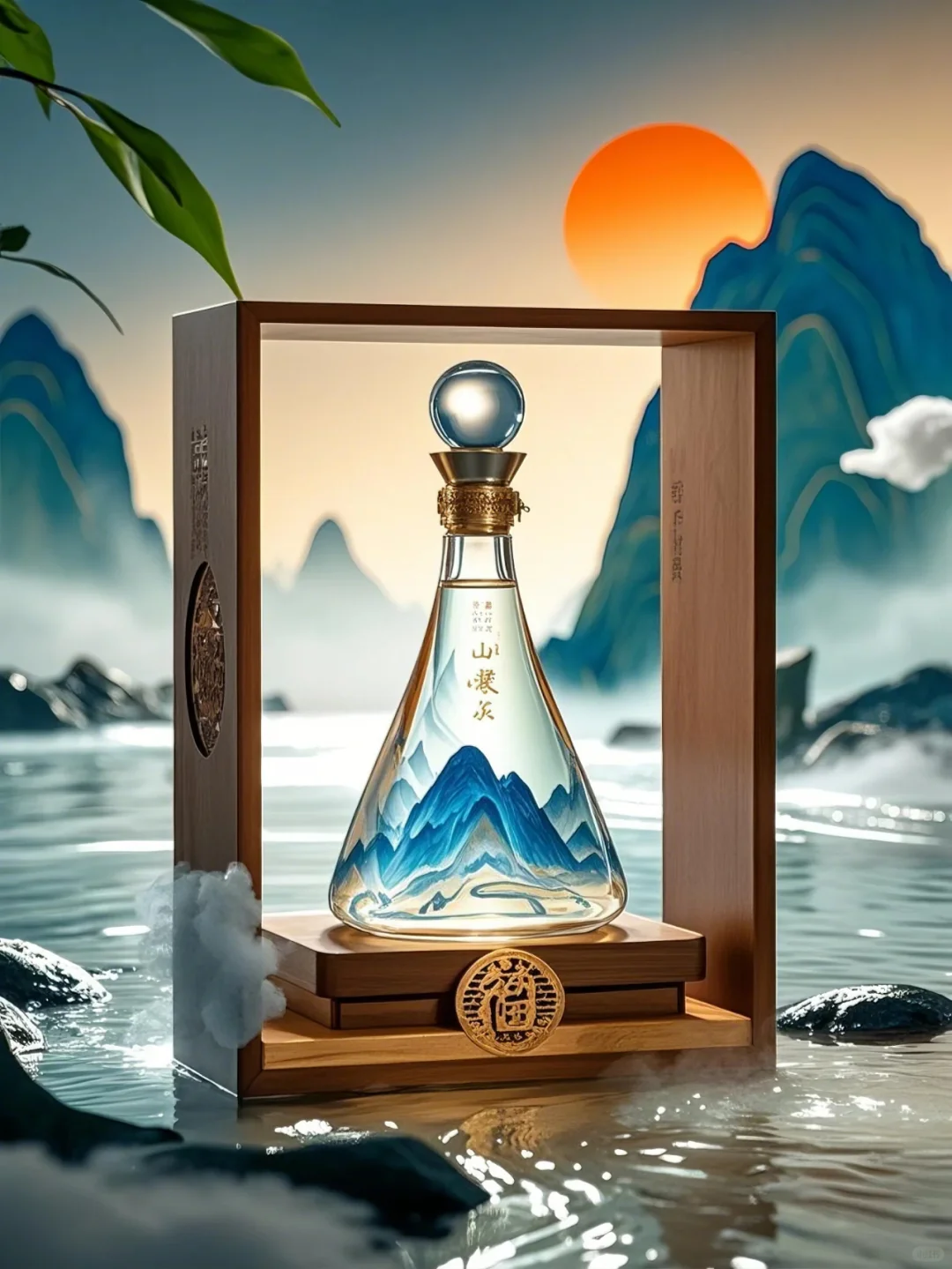 白酒瓶设计新风尚，山与水的完美融合