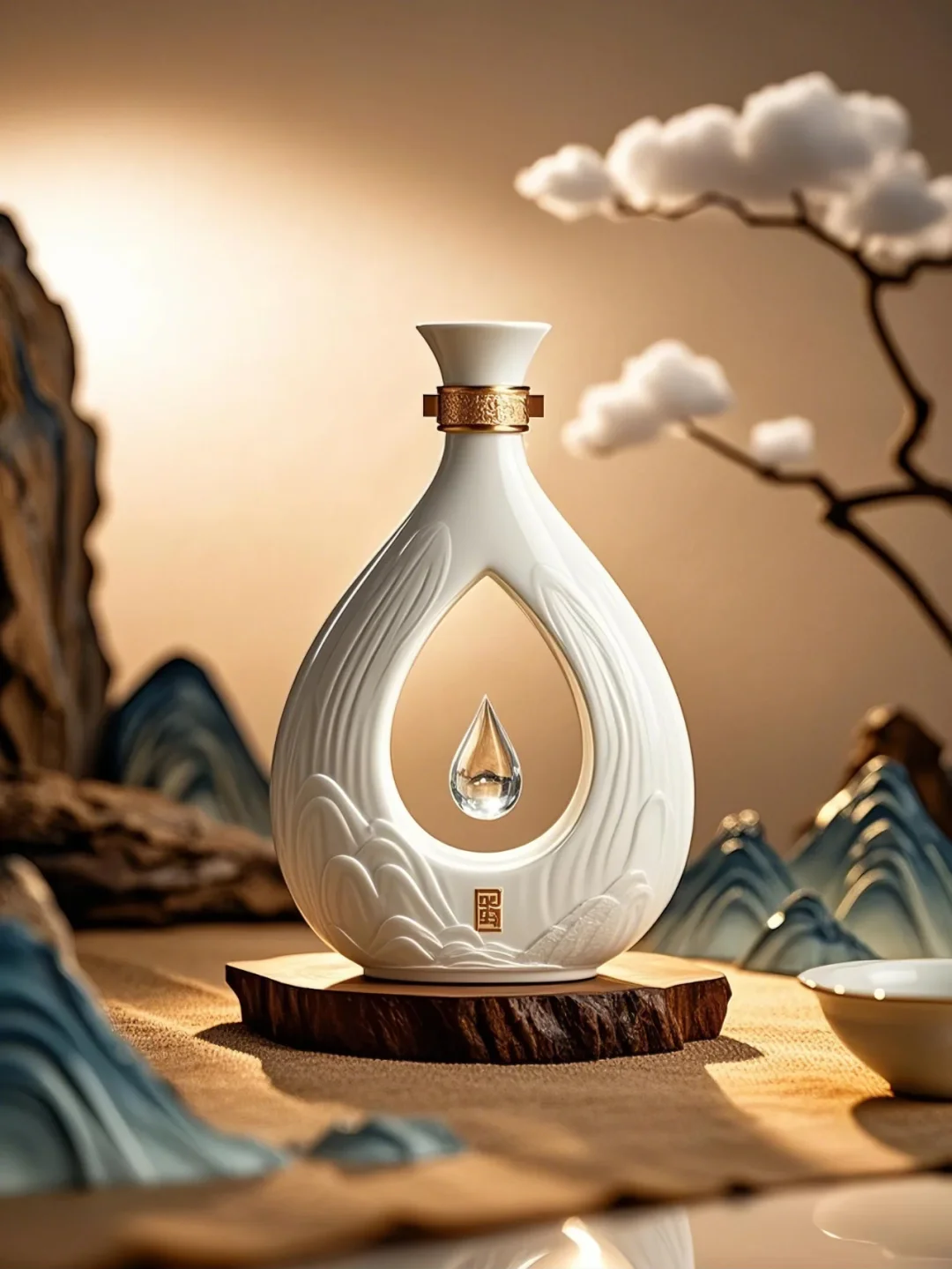 白酒瓶设计新风尚，山与水的完美融合
