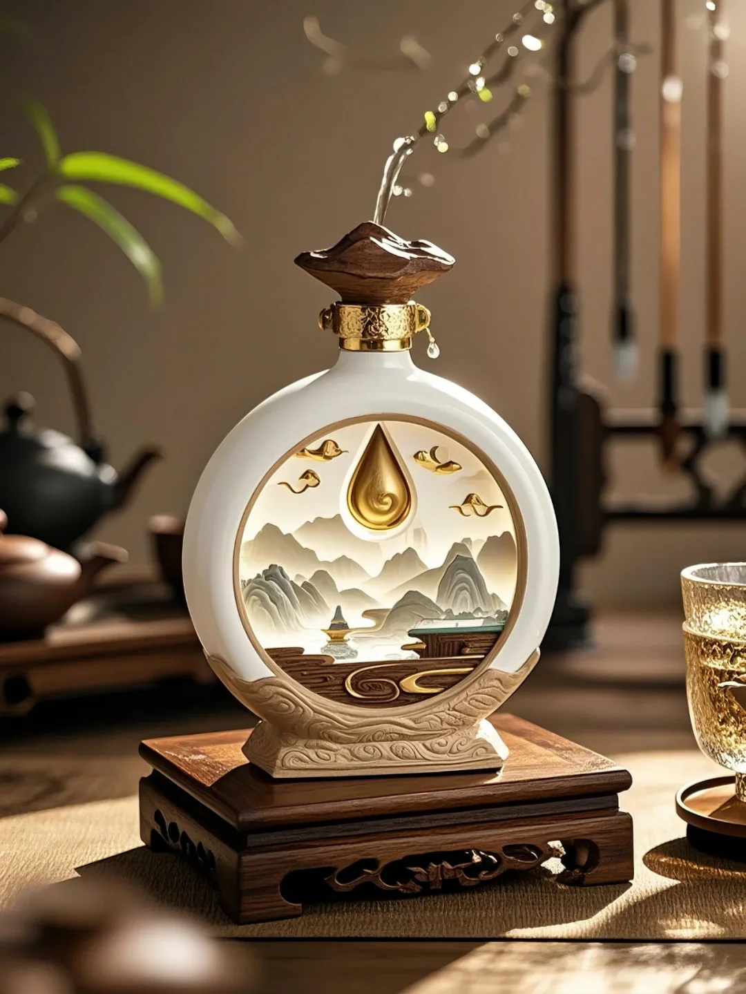 白酒瓶设计新风尚，山与水的完美融合