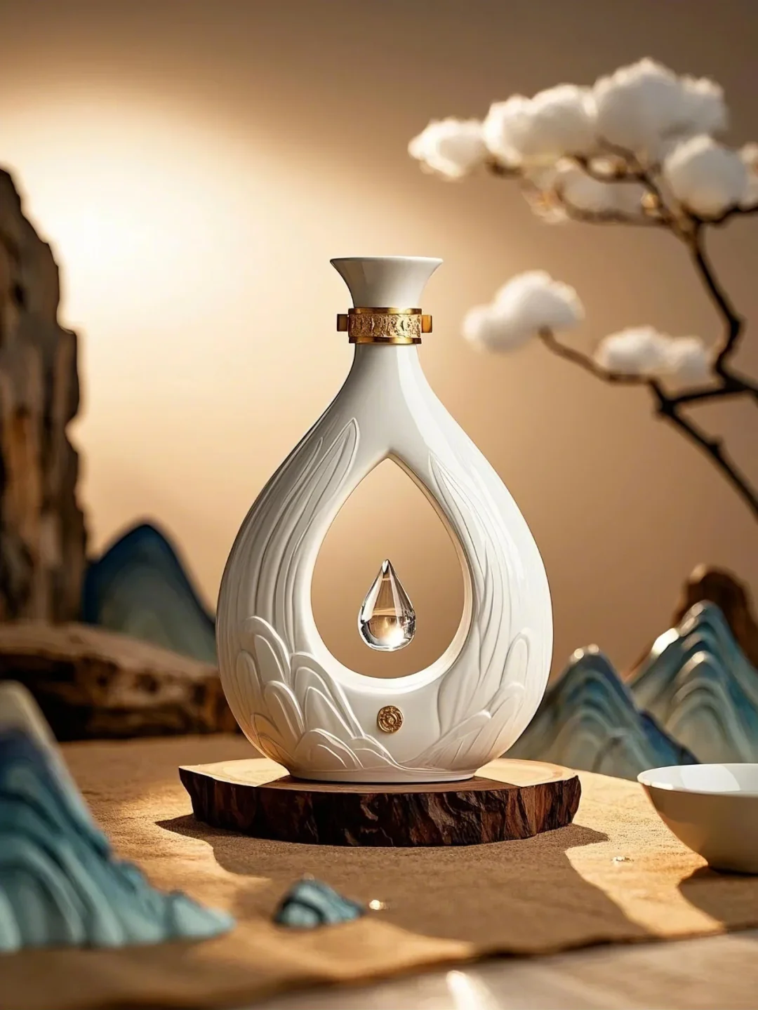 白酒瓶设计新风尚，山与水的完美融合