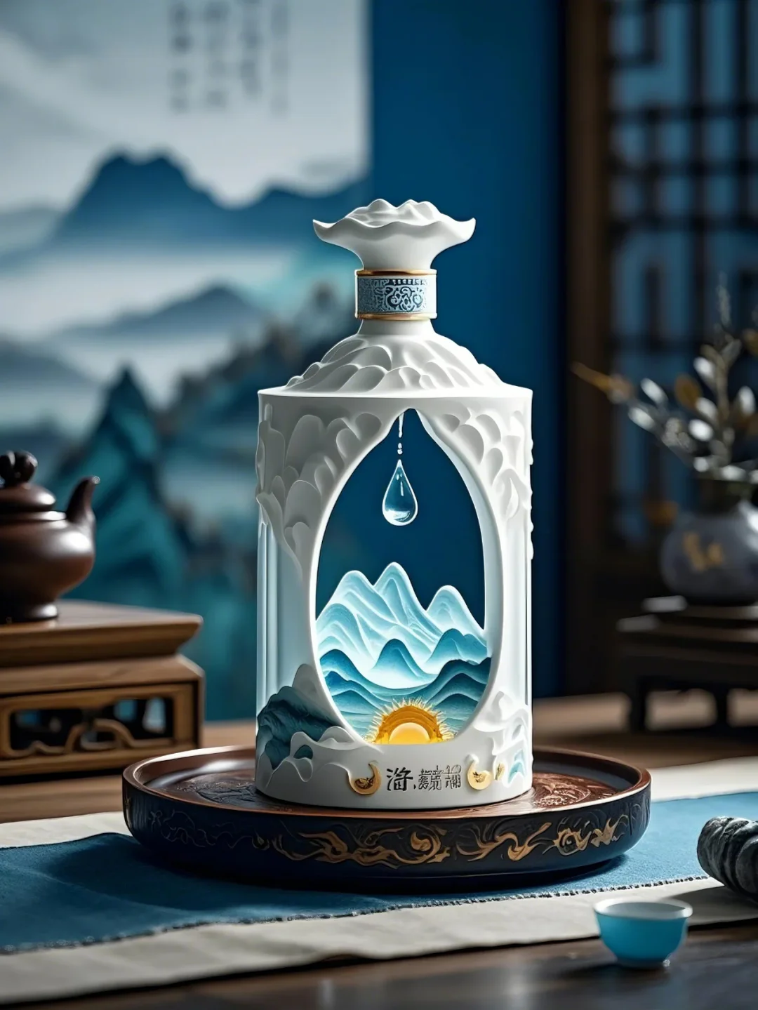 白酒瓶设计新风尚，山与水的完美融合