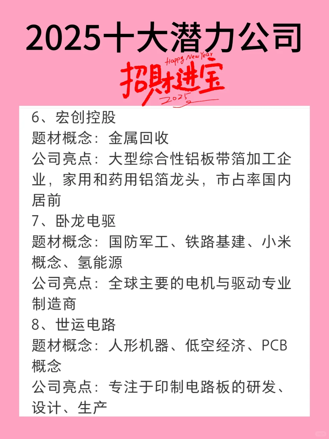 2025十大潜力公司
