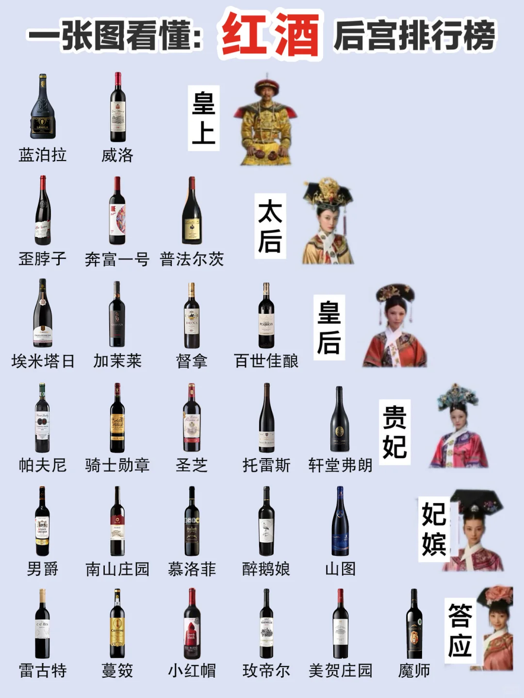 一张图看懂！热门红酒后宫排行榜