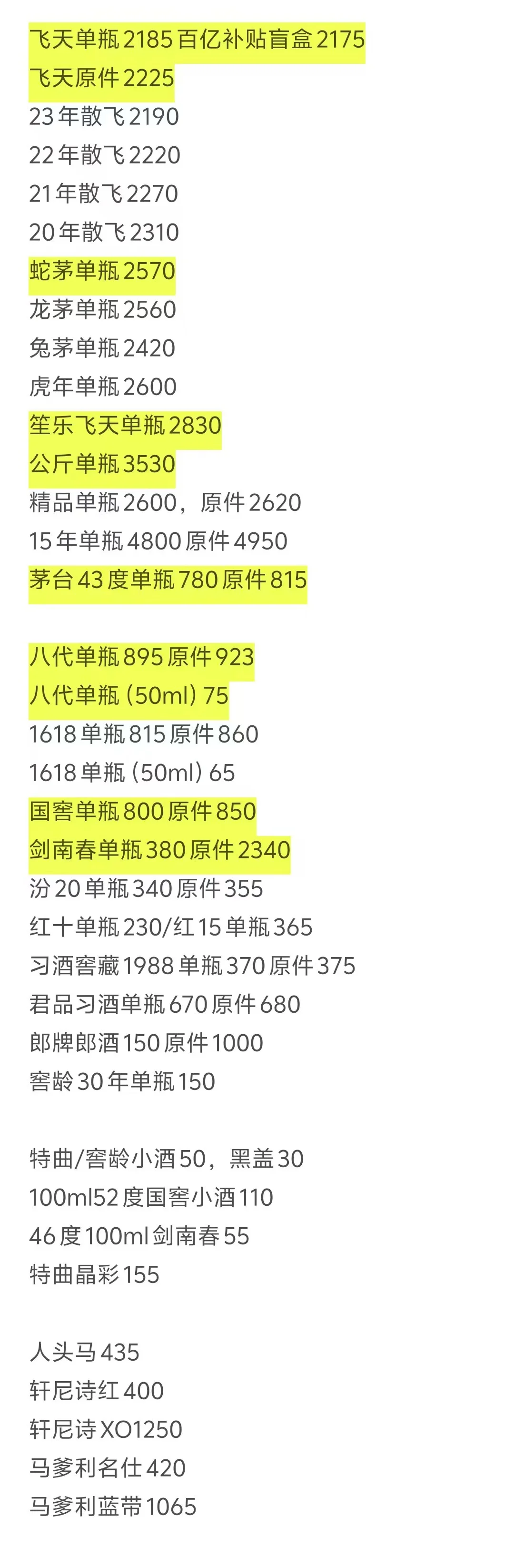 2.15茅台，五粮液，国窖报价