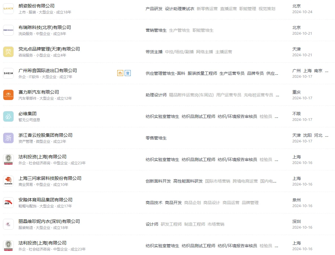 纺织类丨必投企业清单~