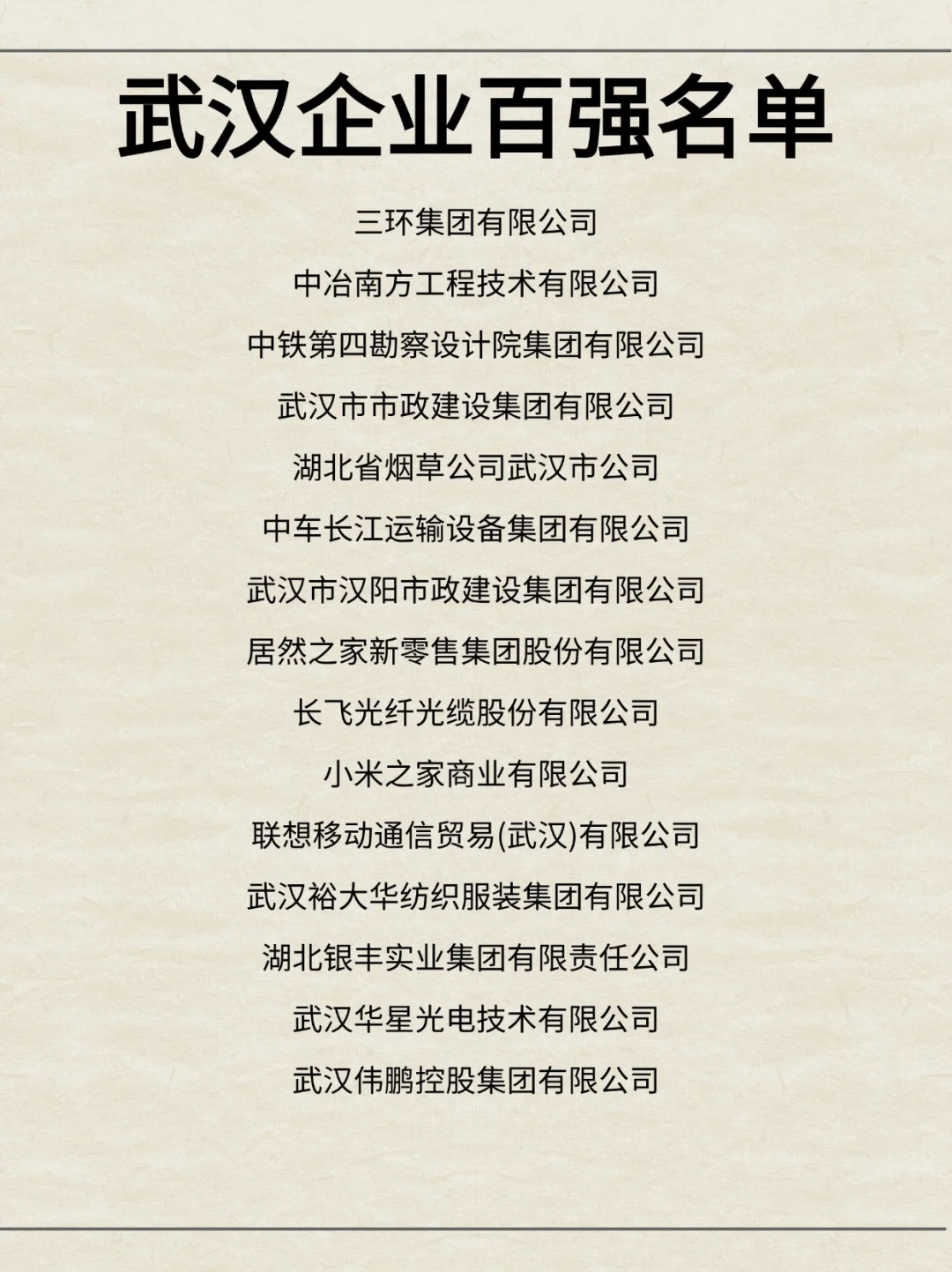 武汉企业百强名单你收到过哪些offer