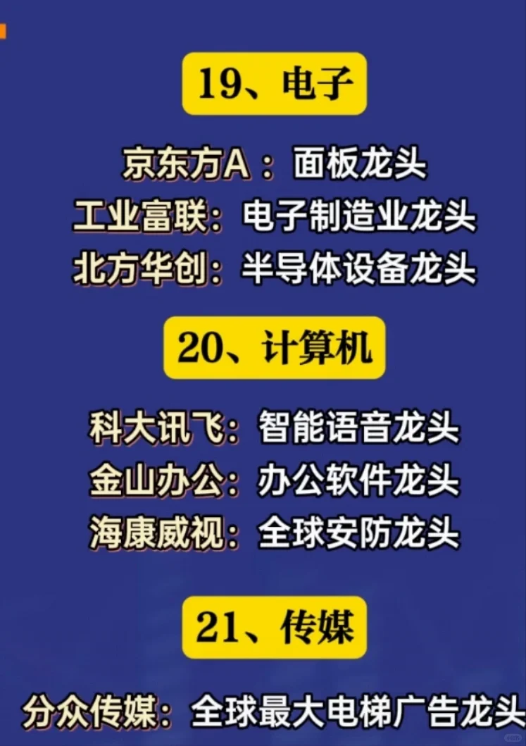 各行业代表性龙头企业!未完