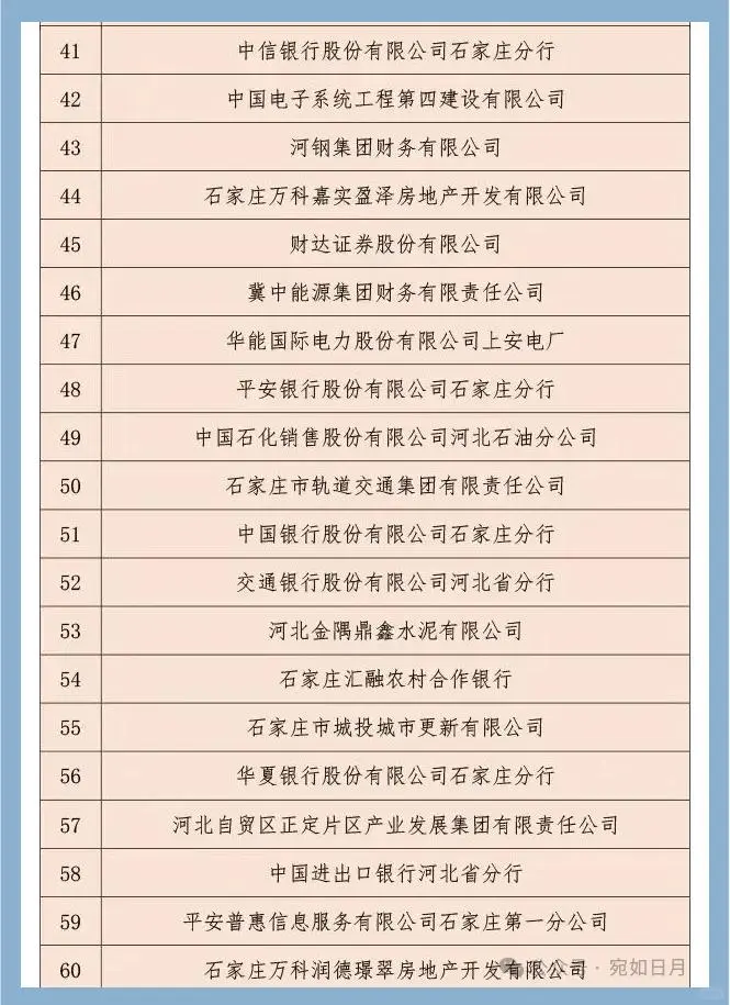 竹林墨客:石家庄纳税前100强企业