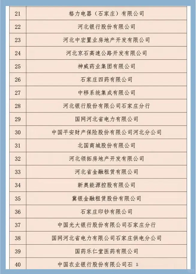 竹林墨客:石家庄纳税前100强企业