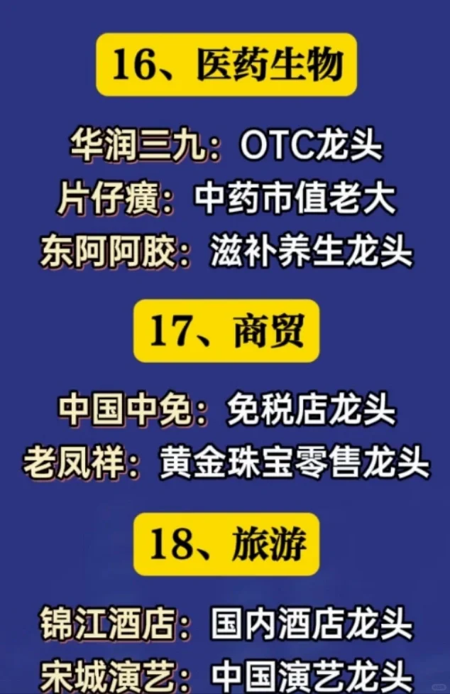 各行业代表性龙头企业!未完