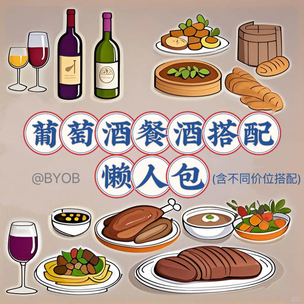 葡萄酒餐酒搭配懒人包，涵盖全球主要菜系