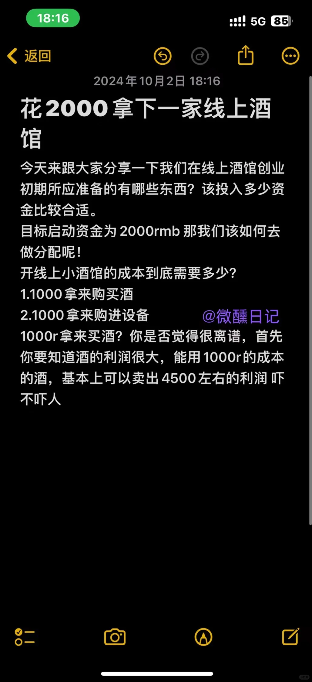 花2000开一家线上小酒馆两个月攒下4.3W