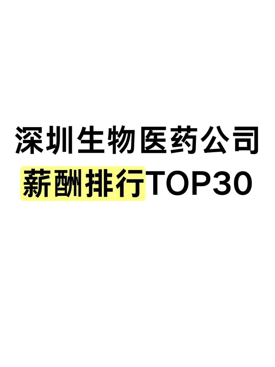 深圳生物医药公司薪酬排行Top30
